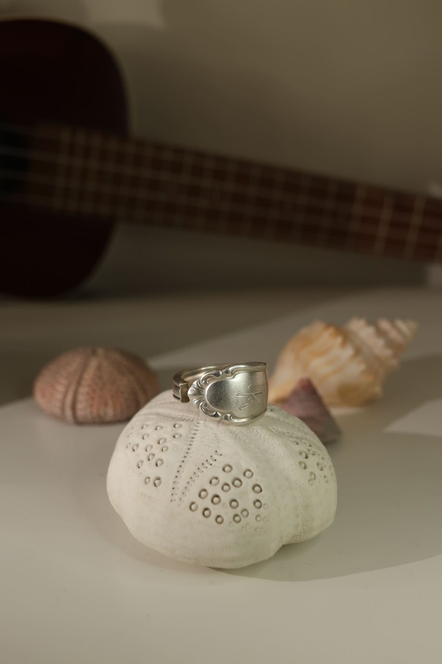 Bague cuillère inscription "KK"en argent