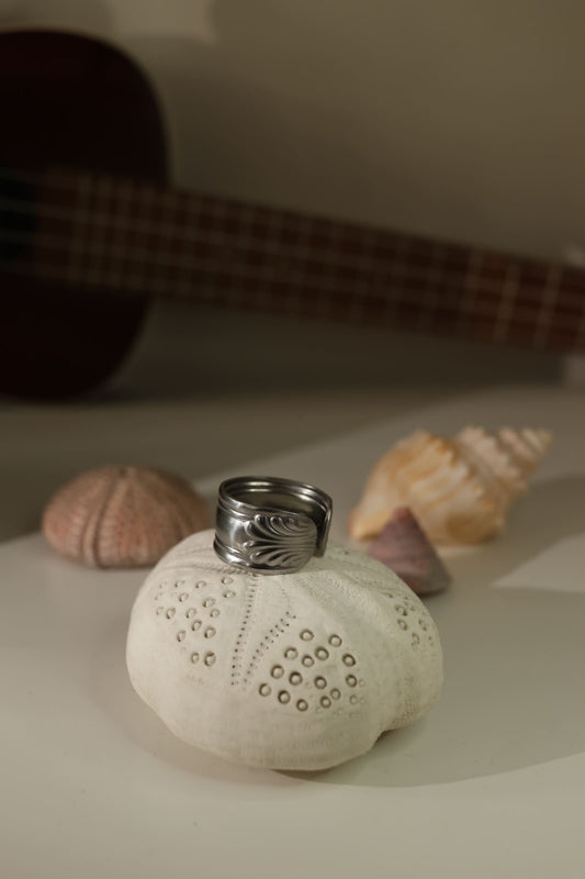 Bague cuillère “Feuille d’Océan”